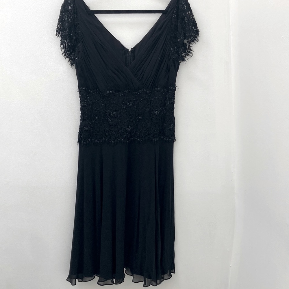 Black beaded silk chiffon dress uk size 12